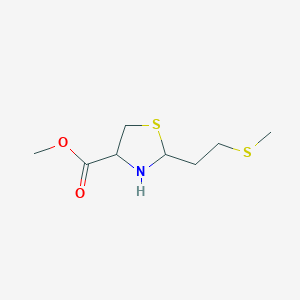 molecular formula C8H15NO2S2 B2432119 Methyl 2-(2-methylsulfanylethyl)-1,3-thiazolidine-4-carboxylate CAS No. 2167491-51-0