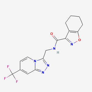 molecular formula C16H14F3N5O2 B2432132 N-((7-(trifluoromethyl)-[1,2,4]triazolo[4,3-a]pyridin-3-yl)methyl)-4,5,6,7-tetrahydrobenzo[d]isoxazole-3-carboxamide CAS No. 2034418-67-0