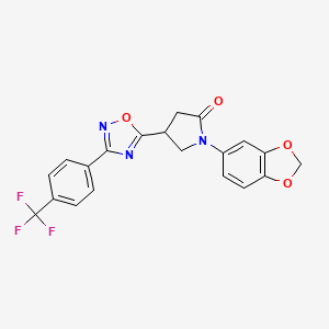 molecular formula C20H14F3N3O4 B2432142 1-(苯并[d][1,3]二氧杂环-5-基)-4-(3-(4-(三氟甲基)苯基)-1,2,4-恶二唑-5-基)吡咯烷-2-酮 CAS No. 1021253-17-7