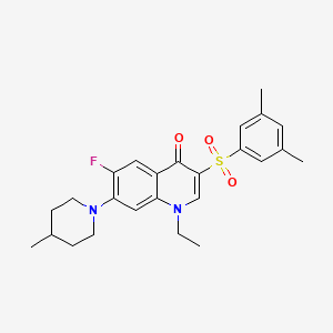 molecular formula C25H29FN2O3S B2432150 3-((3,5-dimethylphenyl)sulfonyl)-1-ethyl-6-fluoro-7-(4-methylpiperidin-1-yl)quinolin-4(1H)-one CAS No. 892788-55-5