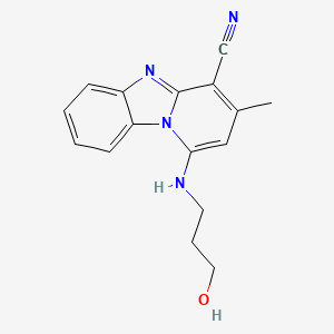 molecular formula C16H16N4O B2432151 1-(3-Hydroxypropylamino)-3-methylpyrido[1,2-a]benzimidazole-4-carbonitrile CAS No. 305331-44-6