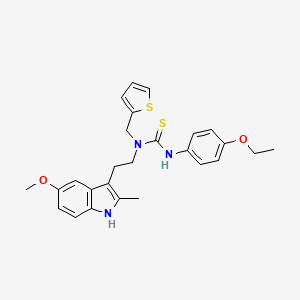 molecular formula C26H29N3O2S2 B2432157 3-(4-乙氧苯基)-1-(2-(5-甲氧基-2-甲基-1H-吲哚-3-基)乙基)-1-(噻吩-2-基甲基)硫脲 CAS No. 850934-99-5
