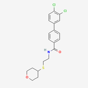 3',4'-dichloro-N-(2-((tetrahydro-2H-pyran-4-yl)thio)ethyl)-[1,1'-biphenyl]-4-carboxamide