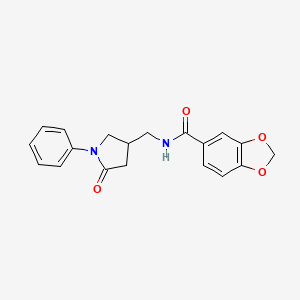 molecular formula C19H18N2O4 B2432163 N-((5-oxo-1-phenylpyrrolidin-3-yl)methyl)benzo[d][1,3]dioxole-5-carboxamide CAS No. 954627-04-4