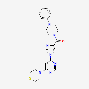 molecular formula C22H25N7OS B2432164 (4-phenylpiperazin-1-yl)(1-(6-thiomorpholinopyrimidin-4-yl)-1H-imidazol-4-yl)methanone CAS No. 1251576-28-9