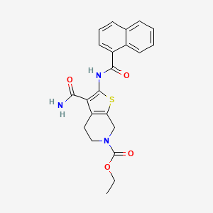 molecular formula C22H21N3O4S B2432169 3-氨基甲酰基-2-(萘-1-甲酰氨基)-5,7-二氢-4H-噻吩并[2,3-c]吡啶-6-羧酸乙酯 CAS No. 920455-14-7