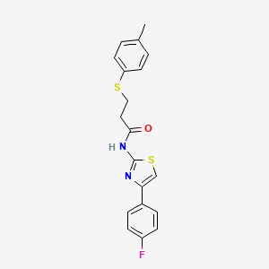 molecular formula C19H17FN2OS2 B2432172 N-(4-(4-氟苯基)噻唑-2-基)-3-(对甲苯硫基)丙酰胺 CAS No. 895462-41-6