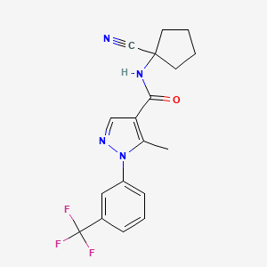 molecular formula C18H17F3N4O B2432196 N-(1-cyanocyclopentyl)-5-methyl-1-[3-(trifluoromethyl)phenyl]-1H-pyrazole-4-carboxamide CAS No. 1427694-91-4