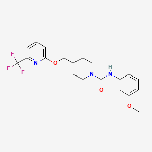 molecular formula C20H22F3N3O3 B2432215 N-(3-Methoxyphenyl)-4-[[6-(trifluoromethyl)pyridin-2-yl]oxymethyl]piperidine-1-carboxamide CAS No. 2379952-84-6