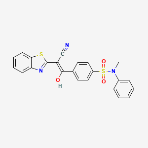 molecular formula C23H17N3O3S2 B2432223 (E)-4-(2-(benzo[d]thiazol-2(3H)-ylidene)-2-cyanoacetyl)-N-methyl-N-phenylbenzenesulfonamide CAS No. 392238-49-2