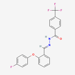 molecular formula C21H14F4N2O2 B2432224 N'-[(1E)-[2-(4-氟苯氧基)苯基]甲亚甲基]-4-(三氟甲基)苯甲酰肼 CAS No. 338393-78-5