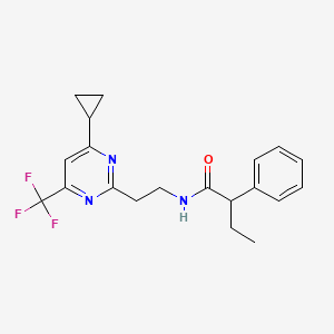 molecular formula C20H22F3N3O B2432225 N-(2-(4-cyclopropyl-6-(trifluoromethyl)pyrimidin-2-yl)ethyl)-2-phenylbutanamide CAS No. 1396752-15-0