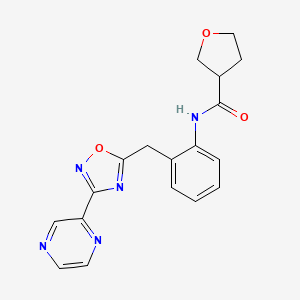 N-(2-((3-(pyrazin-2-yl)-1,2,4-oxadiazol-5-yl)methyl)phenyl)tetrahydrofuran-3-carboxamide