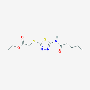 molecular formula C11H17N3O3S2 B2432242 2-((5-戊酰胺基-1,3,4-噻二唑-2-基)硫代)乙酸乙酯 CAS No. 392317-71-4