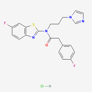 molecular formula C21H19ClF2N4OS B2432244 盐酸N-(3-(1H-咪唑-1-基)丙基)-N-(6-氟苯并[d]噻唑-2-基)-2-(4-氟苯基)乙酰胺 CAS No. 1216828-76-0