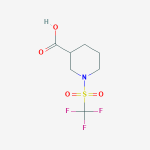 molecular formula C7H10F3NO4S B2432246 1-(Trifluoromethylsulfonyl)piperidine-3-carboxylic acid CAS No. 1098398-20-9