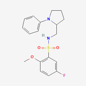 molecular formula C18H21FN2O3S B2432249 5-fluoro-2-methoxy-N-((1-phenylpyrrolidin-2-yl)methyl)benzenesulfonamide CAS No. 1797860-07-1