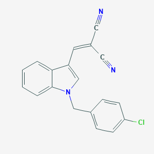 molecular formula C19H12ClN3 B243225 2-{[1-(4-chlorobenzyl)-1H-indol-3-yl]methylene}malononitrile 