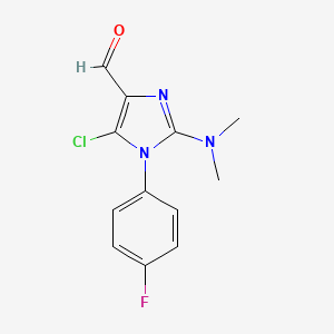 molecular formula C12H11ClFN3O B2432250 5-氯-2-(二甲氨基)-1-(4-氟苯基)-1H-咪唑-4-甲醛 CAS No. 775314-88-0