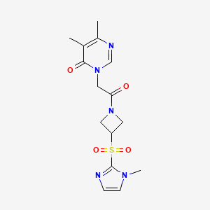 molecular formula C15H19N5O4S B2432254 5,6-二甲基-3-(2-(3-((1-甲基-1H-咪唑-2-基)磺酰基)氮杂环丁-1-基)-2-氧代乙基)嘧啶-4(3H)-酮 CAS No. 2097902-00-4