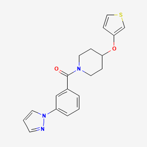 molecular formula C19H19N3O2S B2432255 (3-(1H-吡唑-1-基)苯基)(4-(噻吩-3-氧基)哌啶-1-基)甲苯酮 CAS No. 2034302-78-6