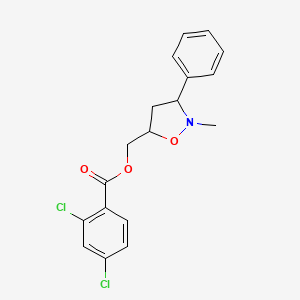 molecular formula C18H17Cl2NO3 B2432261 (2-Methyl-3-phenyltetrahydro-5-isoxazolyl)methyl 2,4-dichlorobenzenecarboxylate CAS No. 400083-47-8