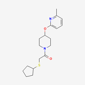 molecular formula C18H26N2O2S B2432264 2-(Cyclopentylthio)-1-(4-((6-methylpyridin-2-yl)oxy)piperidin-1-yl)ethanone CAS No. 1797222-21-9