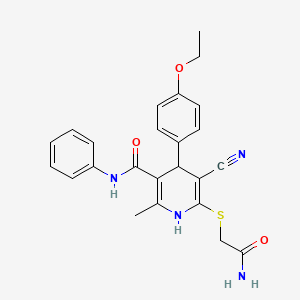 molecular formula C24H24N4O3S B2432290 6-((2-amino-2-oxoethyl)thio)-5-cyano-4-(4-ethoxyphenyl)-2-methyl-N-phenyl-1,4-dihydropyridine-3-carboxamide CAS No. 442556-74-3