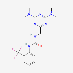 molecular formula C16H20F3N7O B2432291 1-((4,6-Bis(dimethylamino)-1,3,5-triazin-2-yl)methyl)-3-(2-(trifluoromethyl)phenyl)urea CAS No. 2034574-08-6