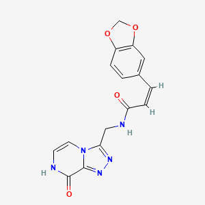 (Z)-3-(benzo[d][1,3]dioxol-5-yl)-N-((8-hydroxy-[1,2,4]triazolo[4,3-a]pyrazin-3-yl)methyl)acrylamide