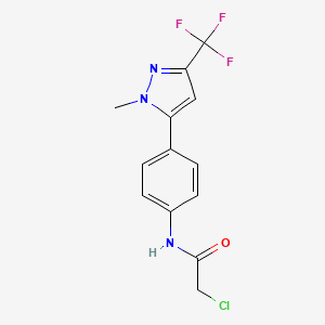 molecular formula C13H11ClF3N3O B2432305 2-Chloro-N-[4-[2-methyl-5-(trifluoromethyl)pyrazol-3-yl]phenyl]acetamide CAS No. 2411244-19-2