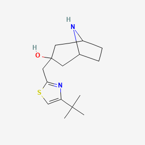 molecular formula C15H24N2OS B2432307 3-[(4-Tert-butyl-1,3-thiazol-2-yl)methyl]-8-azabicyclo[3.2.1]octan-3-ol CAS No. 1529587-74-3