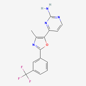 molecular formula C15H11F3N4O B2432311 4-{4-Methyl-2-[3-(trifluoromethyl)phenyl]-1,3-oxazol-5-yl}pyrimidin-2-amine CAS No. 2396580-51-9