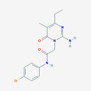 molecular formula C15H17BrN4O2 B2432315 2-(2-amino-4-ethyl-5-methyl-6-oxopyrimidin-1(6H)-yl)-N-(4-bromophenyl)acetamide CAS No. 1251604-89-3
