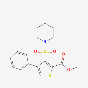 molecular formula C18H21NO4S2 B2432318 Methyl 3-((4-methylpiperidin-1-yl)sulfonyl)-4-phenylthiophene-2-carboxylate CAS No. 895263-86-2