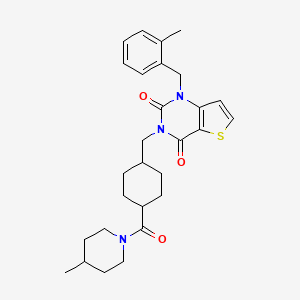 1-(2-methylbenzyl)-3-((4-(4-methylpiperidine-1-carbonyl)cyclohexyl)methyl)thieno[3,2-d]pyrimidine-2,4(1H,3H)-dione