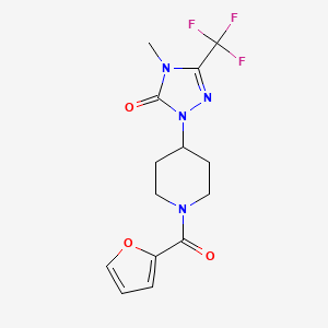 molecular formula C14H15F3N4O3 B2432326 1-(1-(呋喃-2-羰基)哌啶-4-基)-4-甲基-3-(三氟甲基)-1H-1,2,4-三唑-5(4H)-酮 CAS No. 2034416-98-1