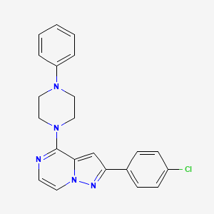 molecular formula C22H20ClN5 B2432327 2-(4-Chlorophenyl)-4-(4-phenylpiperazin-1-yl)pyrazolo[1,5-a]pyrazine CAS No. 1111292-07-9