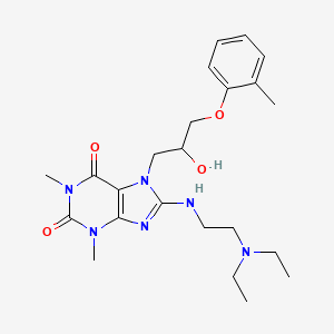 molecular formula C23H34N6O4 B2432329 8-((2-(二乙氨基)乙基)氨基)-7-(2-羟基-3-(邻甲苯氧基)丙基)-1,3-二甲基-1H-嘌呤-2,6(3H,7H)-二酮 CAS No. 510717-22-3
