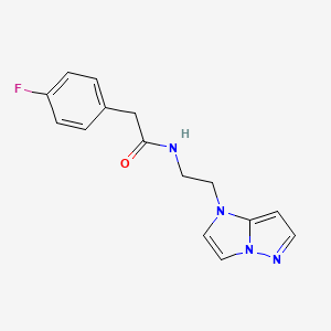 molecular formula C15H15FN4O B2432343 N-(2-(1H-imidazo[1,2-b]pyrazol-1-yl)ethyl)-2-(4-fluorophenyl)acetamide CAS No. 1795489-39-2