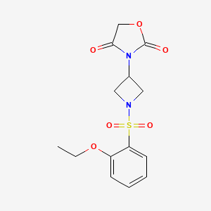 molecular formula C14H16N2O6S B2432344 3-(1-((2-Ethoxyphenyl)sulfonyl)azetidin-3-yl)oxazolidine-2,4-dione CAS No. 2034523-65-2