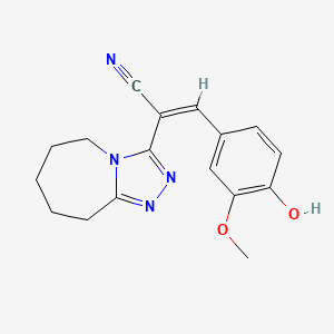 molecular formula C17H18N4O2 B2432349 (Z)-3-(4-hydroxy-3-methoxyphenyl)-2-(6,7,8,9-tetrahydro-5H-[1,2,4]triazolo[4,3-a]azepin-3-yl)acrylonitrile CAS No. 306290-20-0