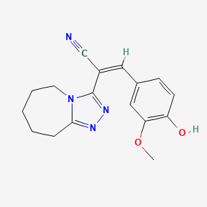 B2432349 (2Z)-3-(4-hydroxy-3-methoxyphenyl)-2-{5H,6H,7H,8H,9H-[1,2,4]triazolo[4,3-a]azepin-3-yl}prop-2-enenitrile CAS No. 306290-20-0