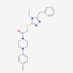 molecular formula C23H26FN5OS B243235 2-[(5-benzyl-4-ethyl-4H-1,2,4-triazol-3-yl)sulfanyl]-1-[4-(4-fluorophenyl)piperazin-1-yl]ethanone 