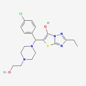 molecular formula C19H24ClN5O2S B2432355 5-((4-Chlorophenyl)(4-(2-hydroxyethyl)piperazin-1-yl)methyl)-2-ethylthiazolo[3,2-b][1,2,4]triazol-6-ol CAS No. 898366-69-3