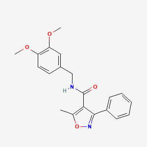 molecular formula C20H20N2O4 B2432364 N-[(3,4-dimethoxyphenyl)methyl]-5-methyl-3-phenyl-1,2-oxazole-4-carboxamide CAS No. 497061-11-7