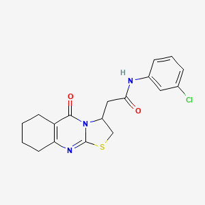 molecular formula C18H18ClN3O2S B2432377 N-(3-chlorophenyl)-2-(5-oxo-3,5,6,7,8,9-hexahydro-2H-thiazolo[2,3-b]quinazolin-3-yl)acetamide CAS No. 1021265-53-1