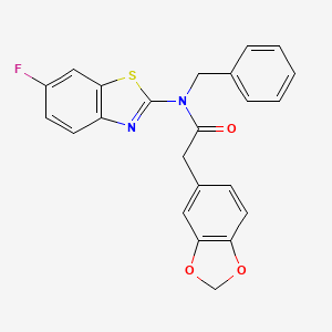 molecular formula C23H17FN2O3S B2432379 2-(benzo[d][1,3]dioxol-5-yl)-N-benzyl-N-(6-fluorobenzo[d]thiazol-2-yl)acetamide CAS No. 922040-24-2
