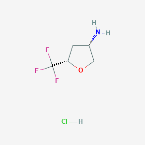 molecular formula C5H9ClF3NO B2432385 (3S,5S)-5-(Trifluoromethyl)oxolan-3-amine;hydrochloride CAS No. 2408937-50-6