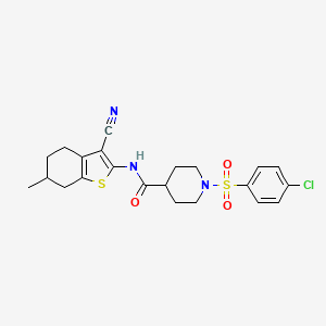 1-((4-chlorophenyl)sulfonyl)-N-(3-cyano-6-methyl-4,5,6,7-tetrahydrobenzo[b]thiophen-2-yl)piperidine-4-carboxamide